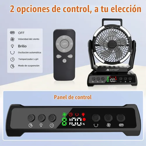 Vista 5 de AYAMAYA Ventilador de camping recargable, ventilador portátil para tienda
