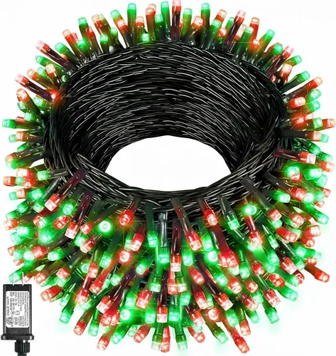Vista 36 de Tira de luces LED de Navidad de 40 pies con 120 luces LED para exteriores, impermeables, 8 modos, cadena de alambre verde, luces parpadeantes