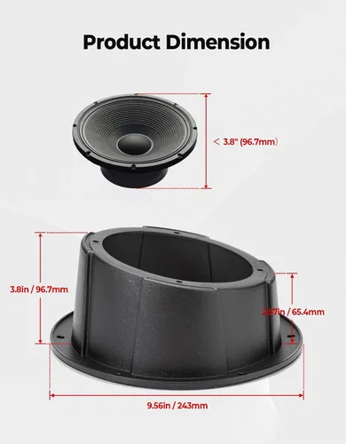 Vista 3 de KEMIMOTO Cápsula de altavoces en ángulo de 6.5 pulgadas, 1 unidad universal para caja de 6.5 pulgadas, compatible con UTV, RV, coche, barco, Negro