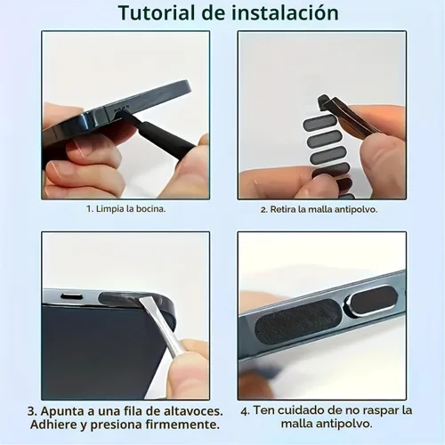 Vista 6 de Kit de tapa antipolvo tipo C y cubierta antipolvo para altavoces: protector universal de puerto de carga USB-C y juego de malla de altavoz