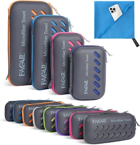 Vista 20 de BAGAIL - Toalla de camping con funda de EVA, toalla de viaje de microfibra compacta y ultrasuave, toalla de viaje súper absorbente y ligera