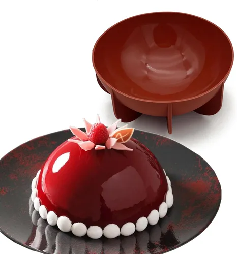 Goldbaking Molde de silicona para tartas de cúpula de 7 pulgadas, media bola, bandeja de hornear antiadherente, molde para hornear en forma de pan