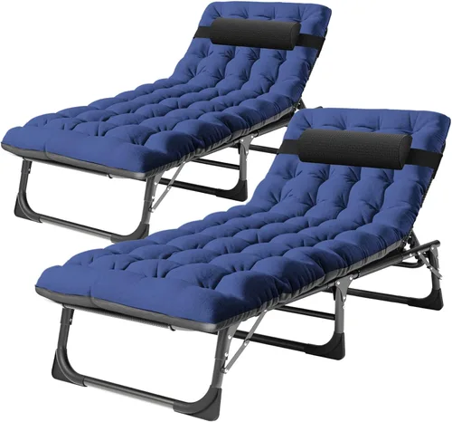 Vista 20 de NAIZEA Sillón plegable, cuna plegable 3 en 1 con colchón, silla reclinable de 4 posiciones para patio, reclinable ajustable para exteriores