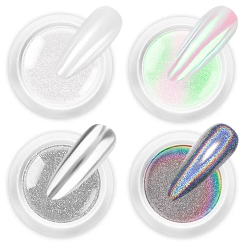 Vista 15 de 6 tarros de polvo de uñas cromado, juego de polvos de uñas con efecto cromado, polvo brillante con brillo para uñas con efecto espejo mágico