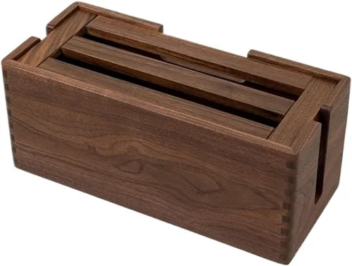 Wood Cable Box Organizer Power Strip Cord Storage Desktop Wire Hider Home Office Router for TV Wires,Computer(Large Black Walnut)