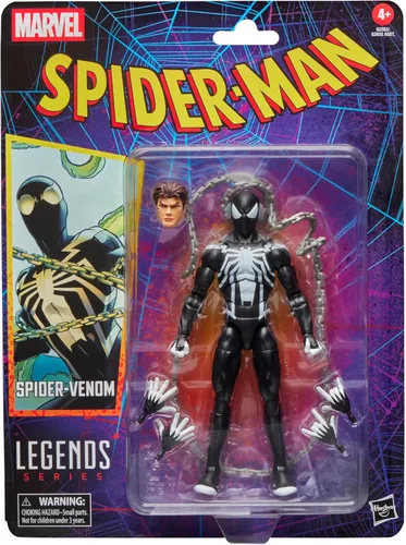 Serie Marvel Legends Spider-Venom, Figura de acción coleccionable de Spider-Man de cómics retro de 6 pulgadas a escala