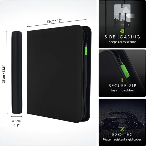 Vista 2 de Vault X Carpeta de álbum de 12 bolsillos con cremallera para cartas coleccionables, 480 tarjetas, material Premium Exo-Tec, 20 páginas de carga
