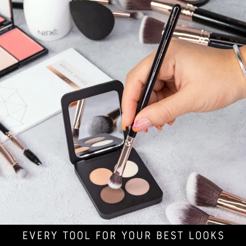 Vista 7 de Niré Beauty - Juego de brochas de maquillaje profesional galardonadas de 15 piezas: brochas de maquillaje veganas con estuche, esponja