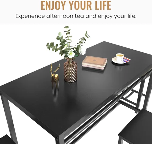 Vista 52 de DKLGG Juego de mesa de comedor para 4, mesa de cocina moderna y sillas para 4 tapas de madera y patas de metal ajustables, juego de mesa de comedor