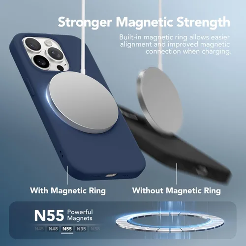 Vista 1752 de GONEZ Funda magnética para iPhone 14, compatible con Magsafe, con protector de pantalla + protector de cámara, forro de microfibra antiarañazos