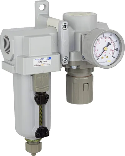 PneumaticPlus SAU420-N06G-MEP - Regulador de filtro de aire comprimido Combo 3/4" NPT - Cuenco de metal, drenaje manual, soporte, calibre