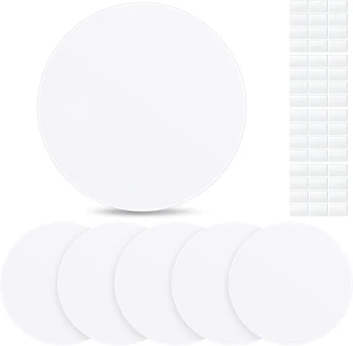 Sosation 6 piezas de placa de techo cubierta de agujero de pared, placa plana de plástico en blanco con 48 piezas de cinta adhesiva de doble cara