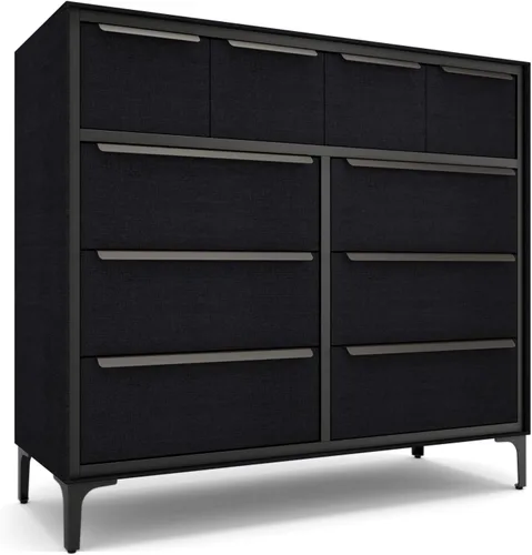 Vista 17 de Tinge Naima - Cómoda de tela premium - Marco de metal resistente, 5 cajones espaciosos a prueba de hundimiento con elegantes asas de metal