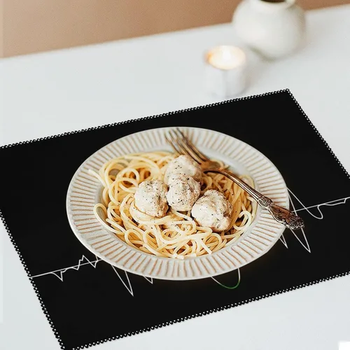 Vista 6 de Ice Cream Cone Heartbeat Placemats Set of 6 Resistant Table Mats Washable Place Mats for Dinner Party Table Decoration