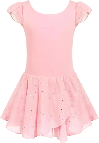 Arshiner - Vestido de ballet para niñas con mangas con volado malla con falda tutú