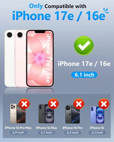 Vista 2 de ATATOO Funda tipo cartera para iPhone 16e, tarjetero integrado (3-5 tarjetas) y funda de cámara deslizante y bloqueo RFID, protección de grado Azul