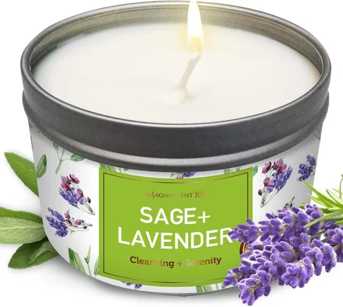Vista 9 de Magnificent 101 Vela Smudge de Salvia Pura de Larga Duración - 6 Oz - 35 Horas de Tiempo de Combustión - Vela de Cera de Soja para Limpieza