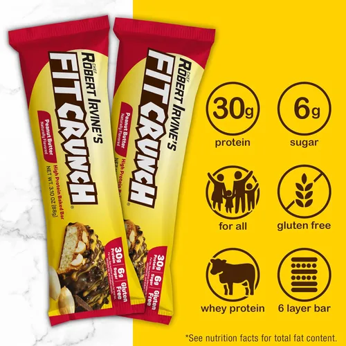 Vista 9 de FITCRUNCH Barras de proteínas de tamaño completo, barra horneada de 6 capas, 6 g de azúcar, sin gluten y centro suave de pastel