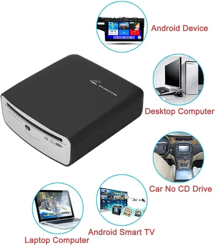 Vista 5 de Reproductor de CD portátil para automóvil Reproductor de CD externo para vehículo USB para navegación Android Plug and Play