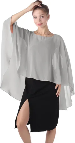 Vista 5 de Baoqiya Capas de gasa Capelets transparentes Poncho de capa larga para mujeres más