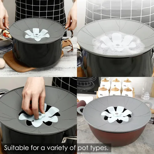 Vista 4 de 3 piezas de juego de tapas de silicona, cubierta anti salpicaduras para microondas, tapas reutilizables resistentes al calor, protección contra