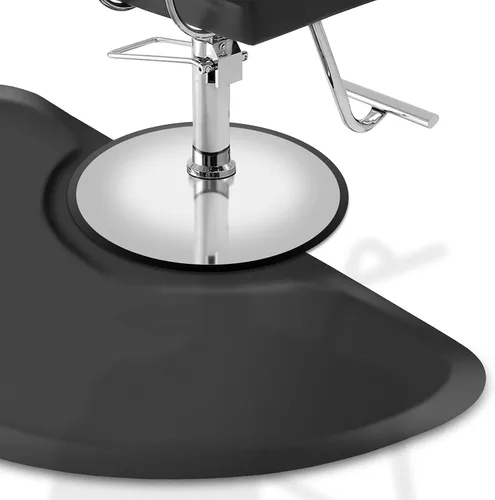 Vista 3 de Saloniture Alfombrilla antifatiga para silla de salón y barbería, de 3 x 4 pies, semicírculo negro, 1 pulgada de grosor