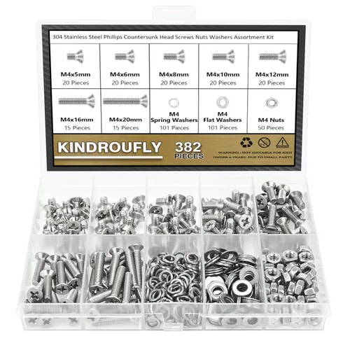 Vista 10 de Juego de 562 piezas M2 x 4/6/8/10/12/16/20 mm de tornillos de cabeza de botón, tuercas y arandelas, acero inoxidable 304, rosca totalmente maquinada