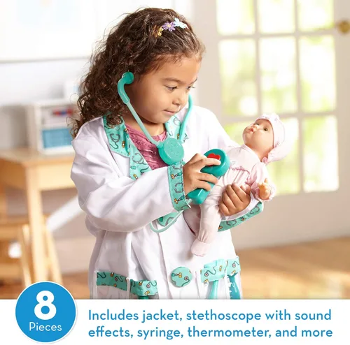 Vista 2 de Melissa & Doug - Disfraz para jugar a ser doctor (embalaje libre de frustración)
