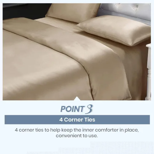 Vista 14 de LILYSILK Funda de edredón de seda negra para cama individual, fundas de edredón de seda de 19 momme