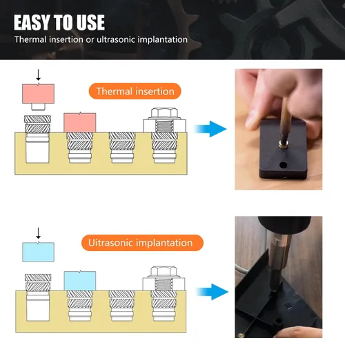 Vista 3 de Canitu 350 piezas de insertos roscados, M2/M2.5/M3/M4/M5/M6 rosca métrica hembra Kit surtido de tuercas moleteadas de latón para plástico