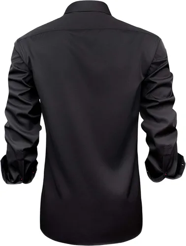 Vista 4 de J.VER Camisa de vestir elástica de manga larga casual para hombre, sin arrugas, ajuste regular, con botones