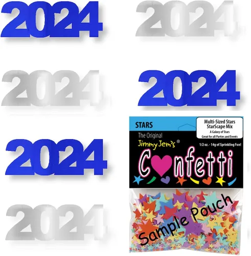 Vista 16 de Confetti Year 2024 Negro, Azul Royal Combo - 2 bolsas de media onza (1 oz)