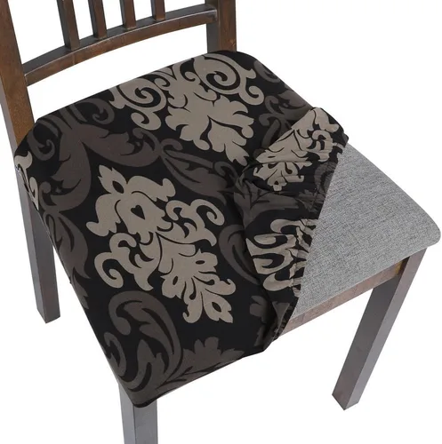 Vista 24 de SearchI Juego de 2 fundas de asiento para sillas de comedor, fundas de asiento elásticas con estampado, extraíbles y lavables, fundas de cojín