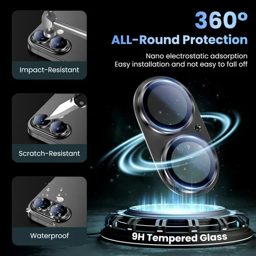 Vista 2 de Uyiton Protector de lente de cámara compatible con iPhone 17, no es fácil de romper, fuerte absorción, compatible con fundas, cubierta de pantalla