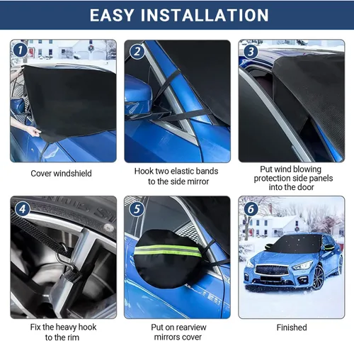 Vista 7 de Cubierta de parabrisas para hielo y nieve, cubierta de nieve para parabrisas de automóvil, cubierta gruesa impermeable para parabrisas contra