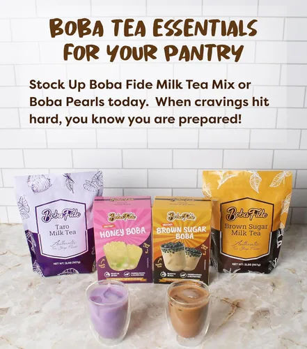 Vista 6 de BOBA FIDE Perlas de tapioca de Boba de azúcar morena instantáneas a granel, 60 paquetes de perlas de tapioca negra en jarabe de azúcar morena