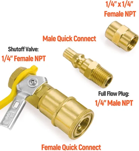Vista 5 de GASPRO Kit de accesorios de conexión rápida de propano de 1/4 pulgadas, conexiones de gas LP para una fácil integración de sistemas de propano de RV