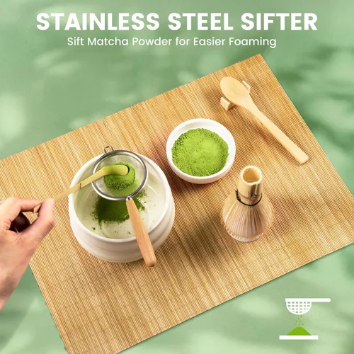 Vista 3 de COANTO Juego de batidor de matcha: incluye tamiz de bambú (Chasen), cuchara de té, soporte para cuchara, soporte para cucharas y batidores, 6 piezas