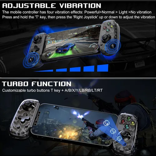 Vista 6 de Mobile Gaming Controller for Android & ALL iPhone Series (Support USB-C & Wireless Connect) Phone Gamepad with Hall Effect Joystick, Turbo, Support