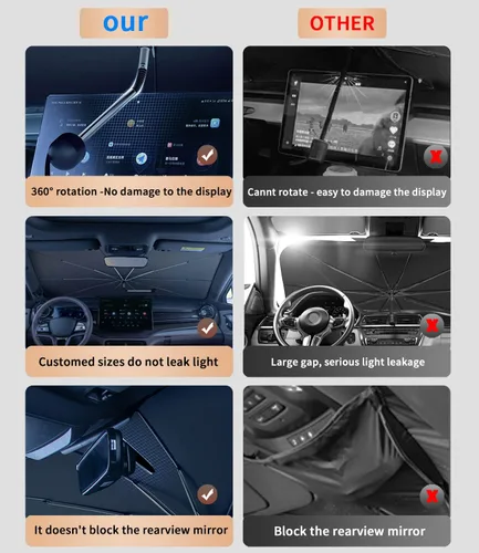 Vista 5 de Parasol plegable a medida para el parabrisas de GMC, cubierta de sombrilla plegable para automóvil con bloqueo UV para ventana delantera