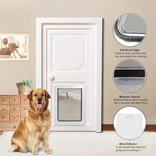Vista 8 de CEESC Puerta grande para perros de hasta 100 libras, puerta resistente a la intemperie para gatos y perros, duradera, panel de cierre a presión