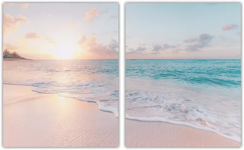 Buzz Unplugged Scenic Ocean View Abstract Wall Art: Minimalist, Aesthetic & Boho Wall Art for Home, Office, Bedroom & Living Room Decor - Set of 2