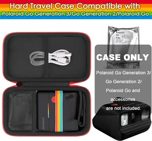 Vista 4 de khanka Funda de viaje rígida de repuesto para Polaroid Go (9035/9071/9070) / Polaroid Go Generation 2 - Mini cámara de película instantánea Negro