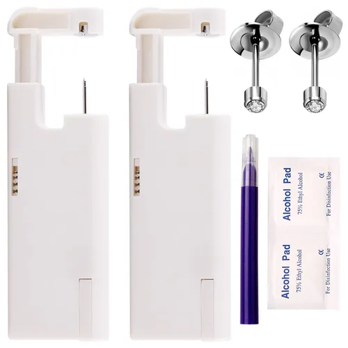 Vista 11 de 2 piezas, kit de perforación de orejas, pistola de uñas para perforación de orejas automática y sin dolor, desechable, aséptica, doméstica, pistola