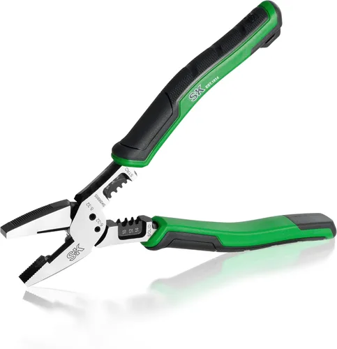 Vista 9 de SK Alicates de punta larga multiusos de 8 pulgadas, alicates de punta de aguja, 7 en 1, mango ergonómico antideslizante para un agarre cómodo