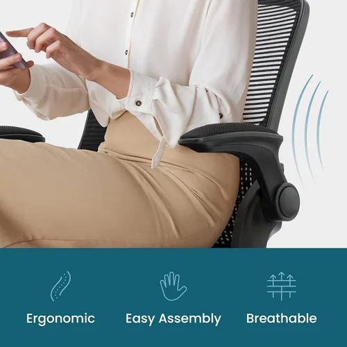 Vista 4 de Silla de oficina, sillas de escritorio de malla para computadora con ruedas, silla de oficina ergonómica, silla giratoria de altura ajustable