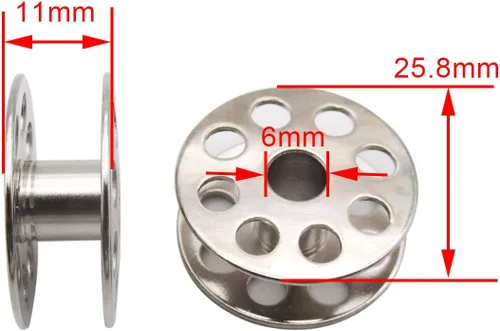 Vista 3 de CKPSMS Marca: bobinas de metal de tamaño M con diámetro de orificio interior de 1/4 pulgadas (0.236 in) compatible con/reemplazo para CONSEW