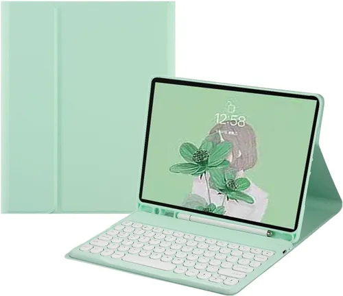 Vista 16 de Funda de teclado para iPad 6ª 5ª generación 9.7 pulgadas Air 2 Pro 9.7 linda llave redonda inalámbrica desmontable BT Color teclado cubierta