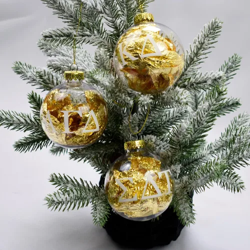 Vista 5 de Sorority Shop Phi Sigma Sigma - Adorno de bola de plástico transparente de 3.1 in