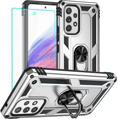 Vista 12 de Yiakeng Funda para Samsung A53 5G, Galaxy A53 5G con protector de pantalla HD, fundas protectoras de grado militar con anillo para Samsung Galaxy